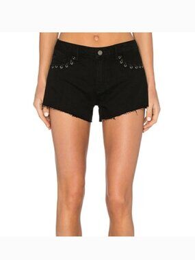NWT PAIGE Kiera Boyfriend Short Cotton Blend Black Size 29